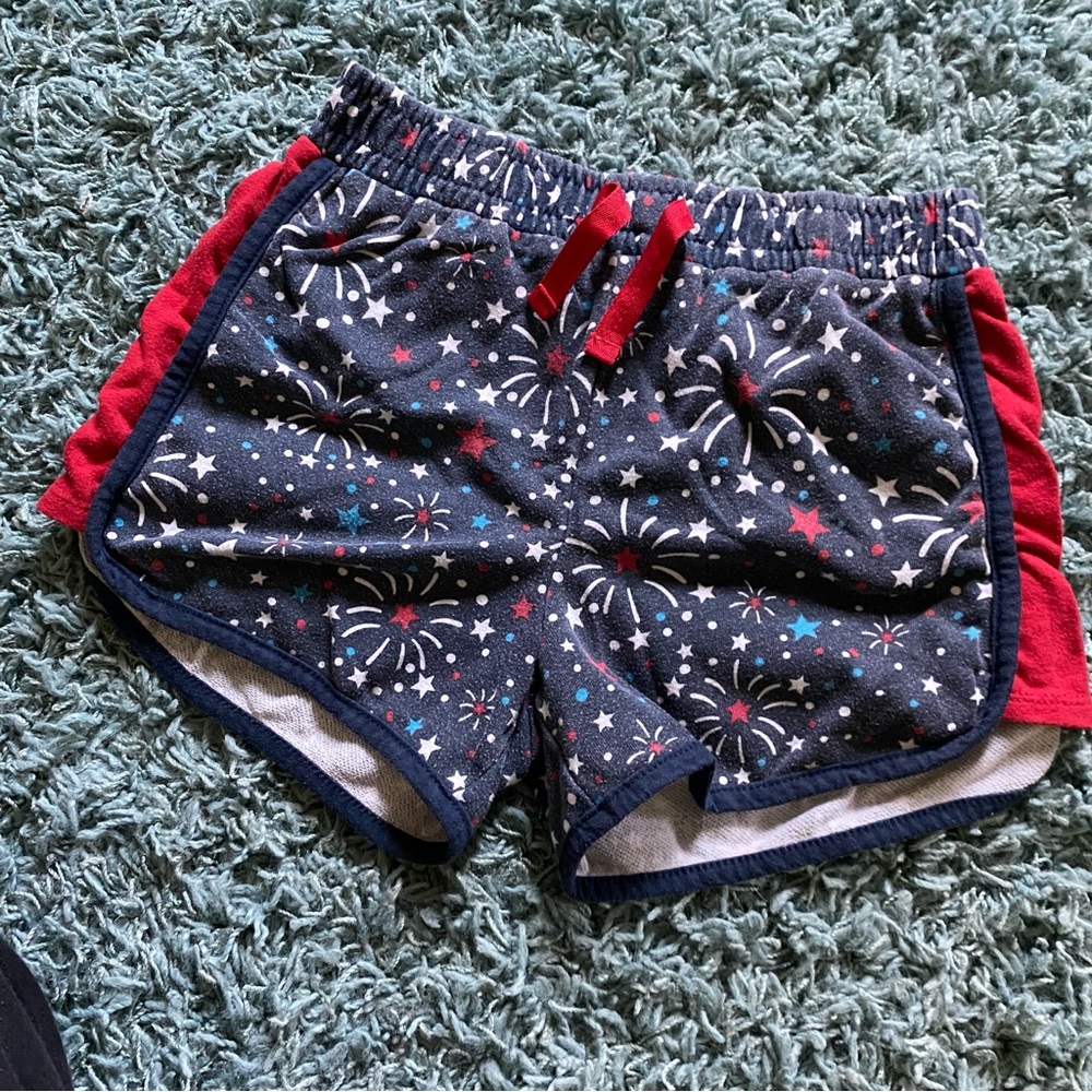 Girl’s Firework Print Shorts with Red Accents